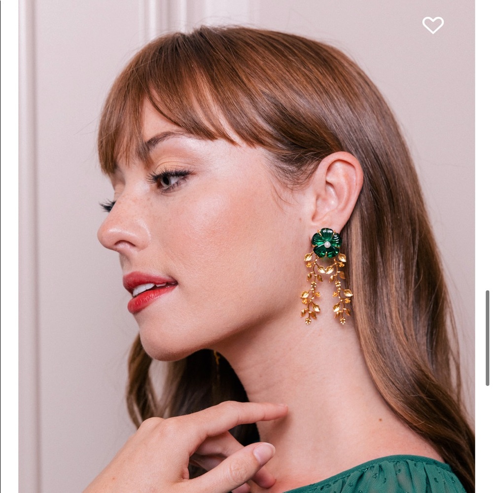 GMG x Nicola Bathie Emerald + Gold Vine Earrings